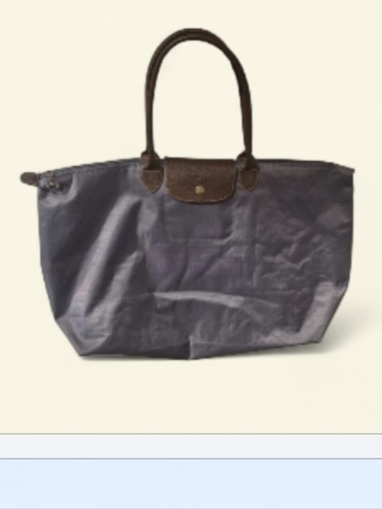 Longchamp Handbags - Longchamp Pliage XL Gray Tote Bag with Brown Leather Trim